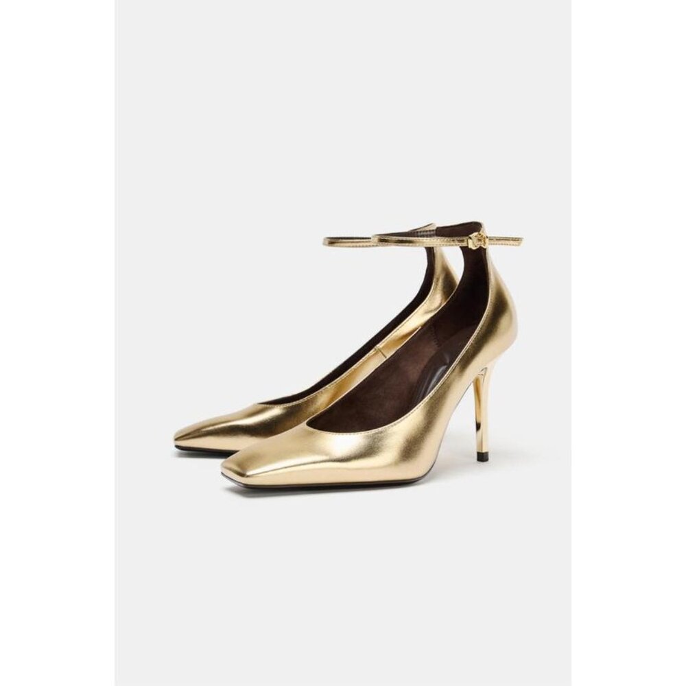 ZARA METALLIC EFFECT HIGH-HEEL SHOES